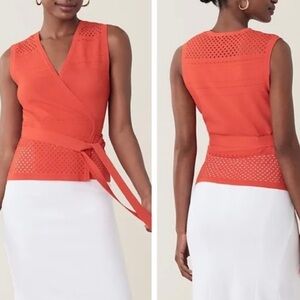 NWT Diane Von Furstenberg Saffa Perforated Wrap Shirt